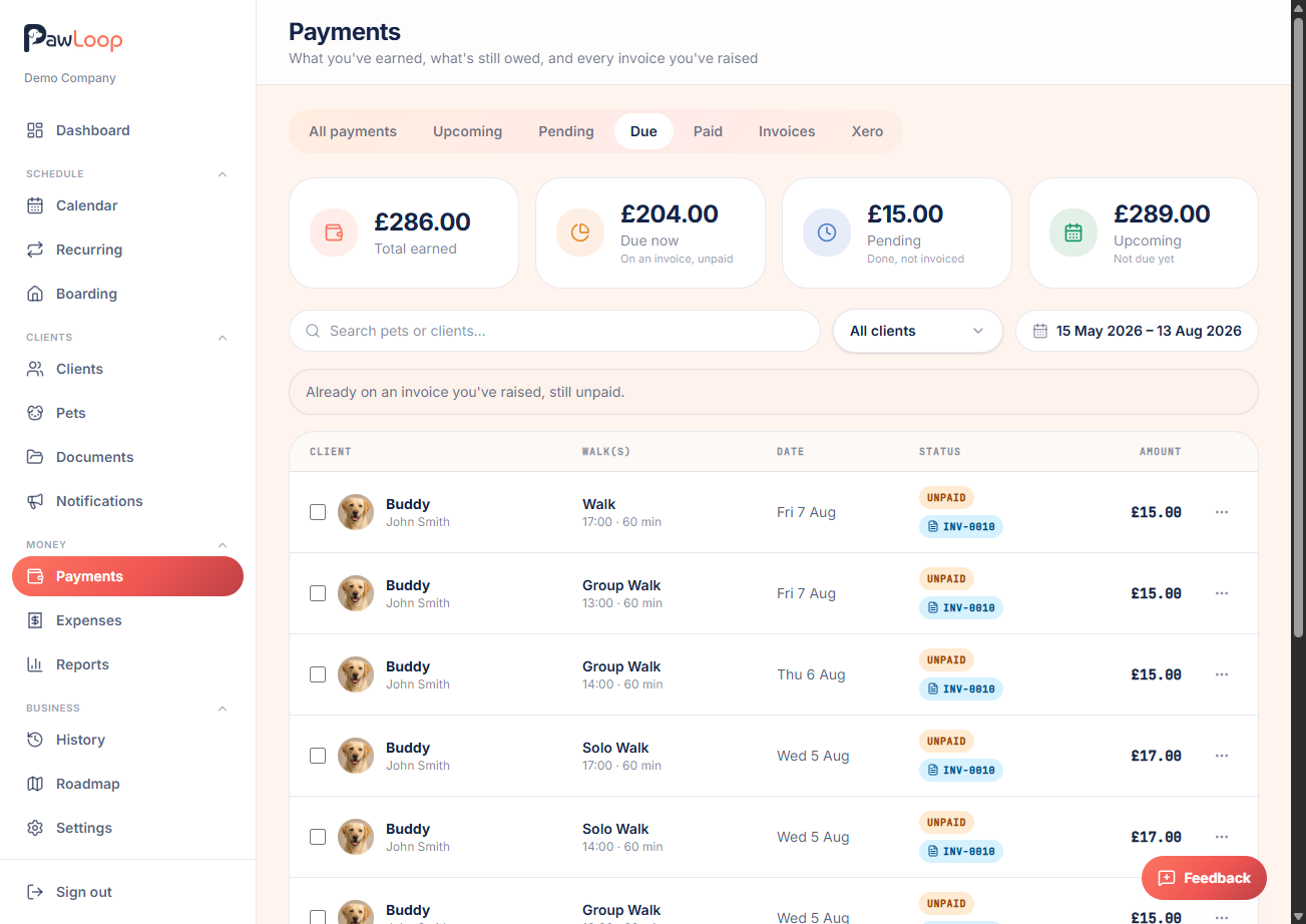Marking an invoice as paid