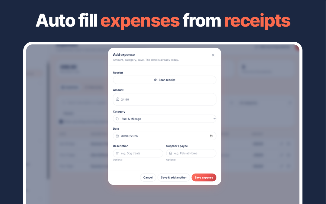 Scanning a receipt while adding an expense in PawLoop