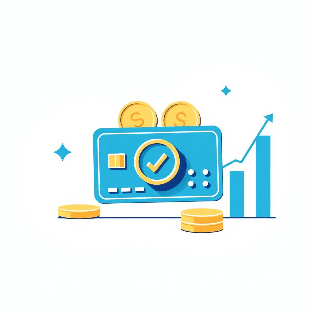 Payment card with checkmark and earnings chart